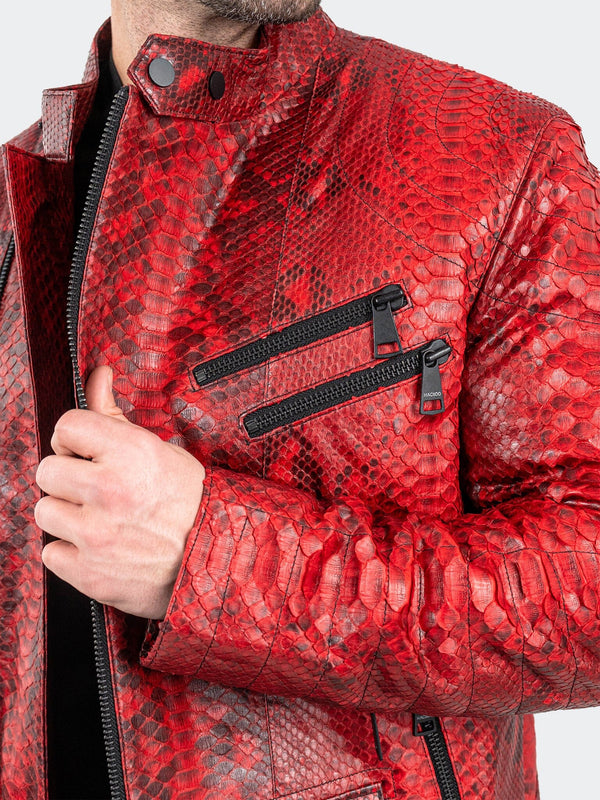 Leather PythonScarlet Red