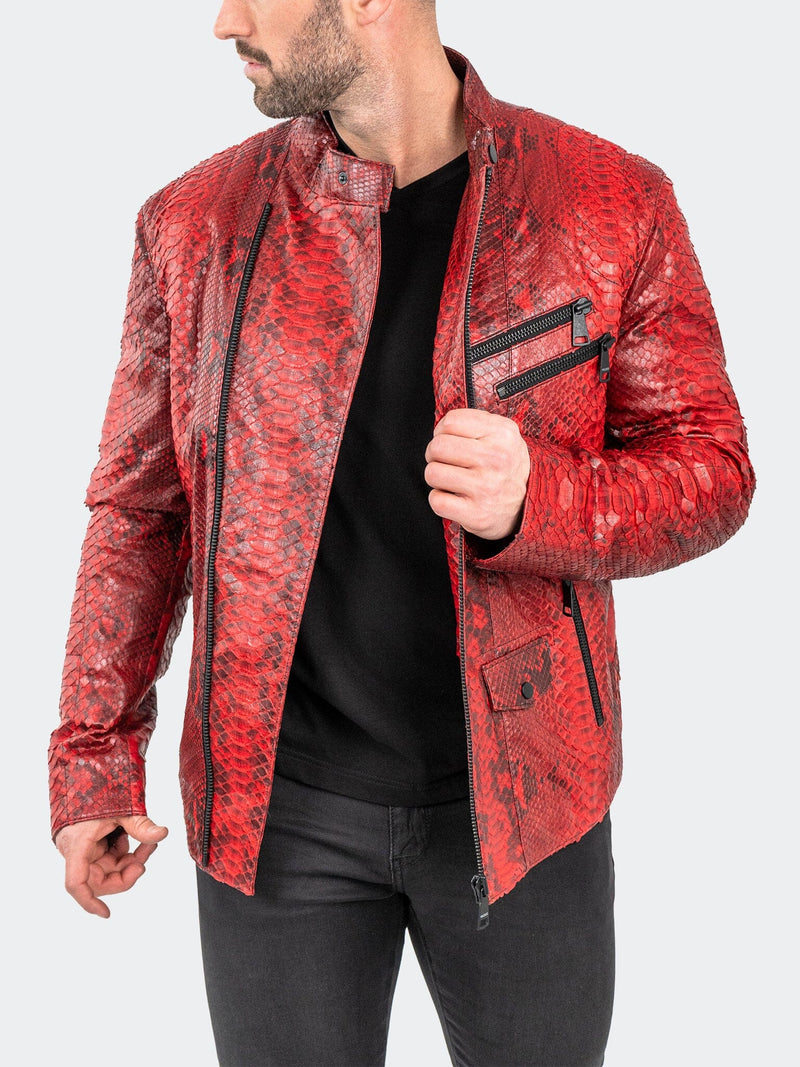 Leather PythonScarlet Red