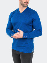 V-Neck EdisonNavyDrip Blue View-3