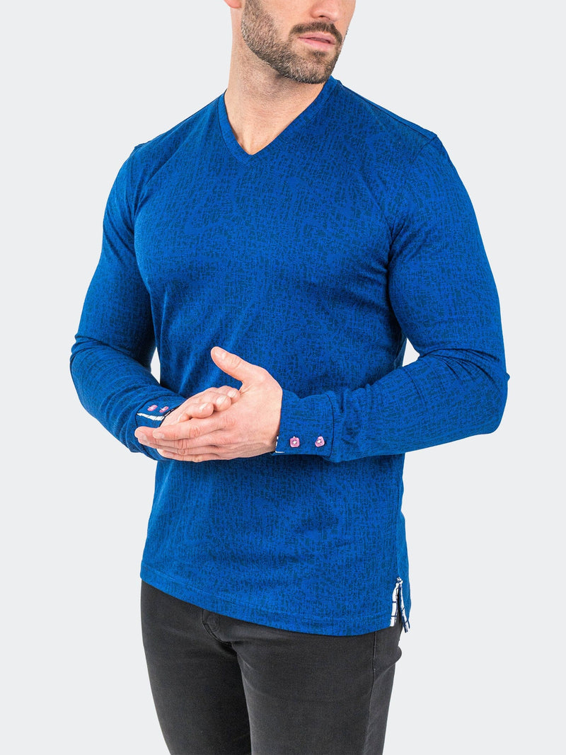 V-Neck EdisonNavyDrip Blue