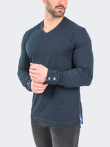 V-Neck EdisonSolidCrypt Navy View-8