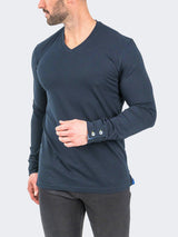 V-Neck EdisonSolidCrypt Navy View-1