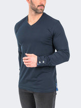 V-Neck EdisonSolidCrypt Navy View-9