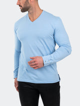 V-Neck EdisonSolidPouder Blue View-4