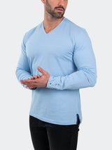 V-Neck EdisonSolidPouder Blue View-6