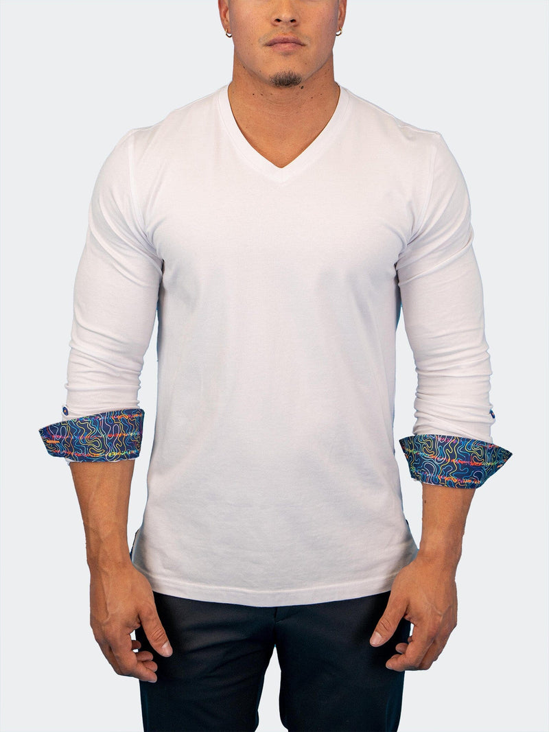 V-Neck Edison White Multi Square