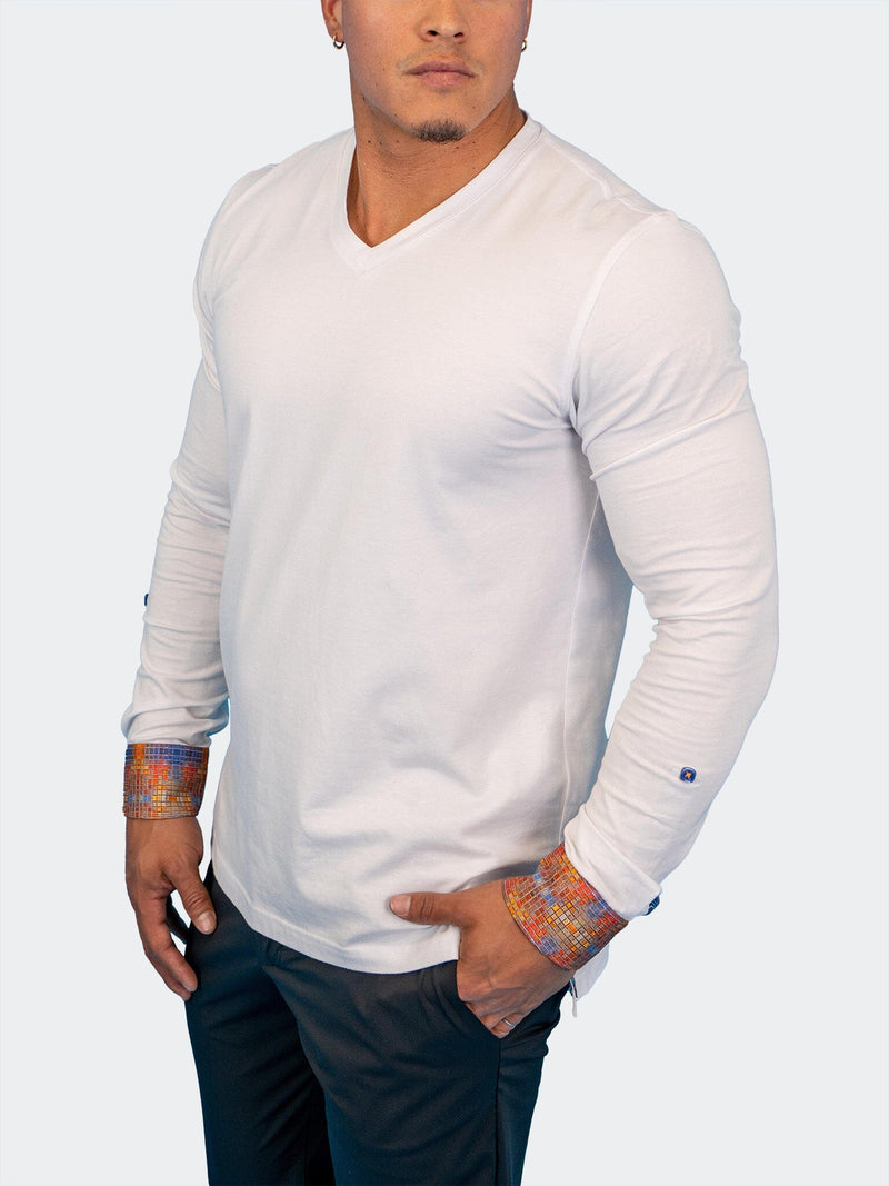 V-Neck Edison White Multi Square