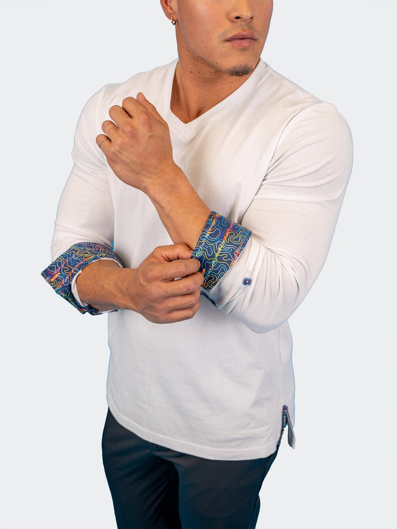 V-Neck Edison White Multi Square