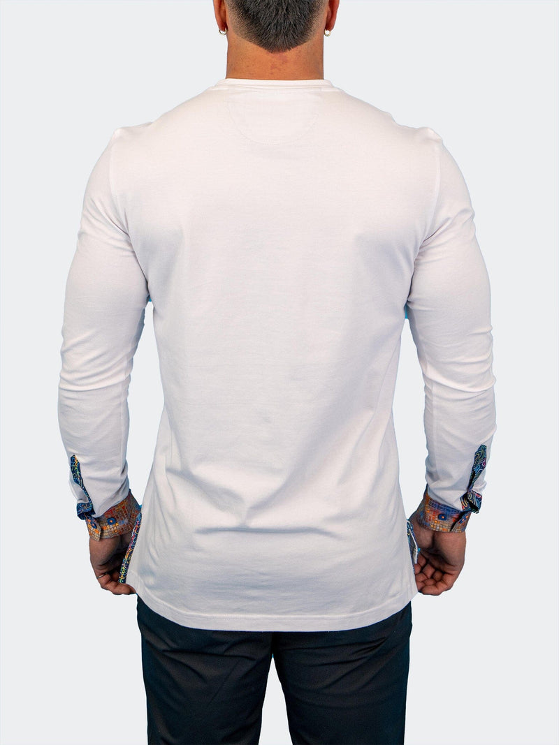 V-Neck Edison White Multi Square