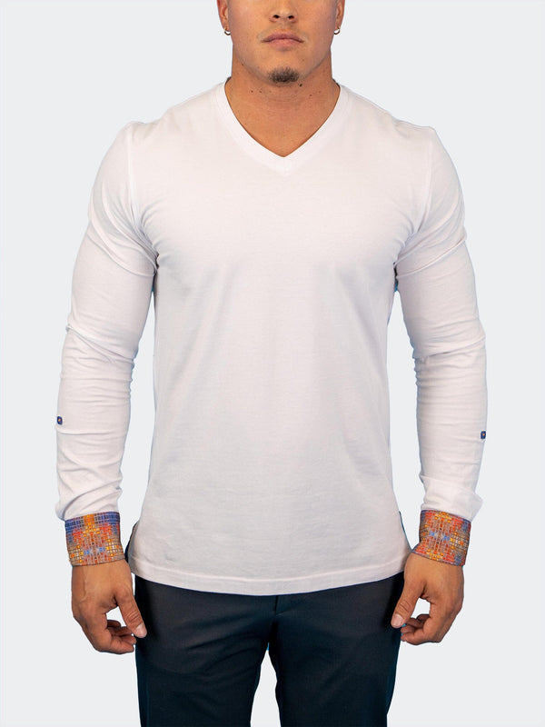 V-Neck Edison White Multi Square