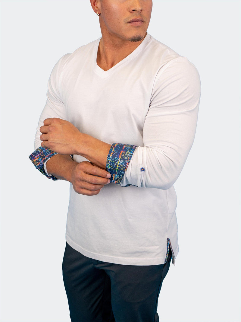 V-Neck Edison White Multi Square