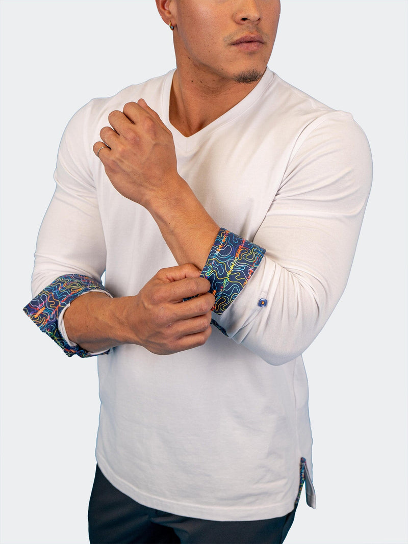 V-Neck Edison White Multi Square