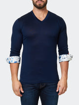 V Neck L Solid Navy View-1