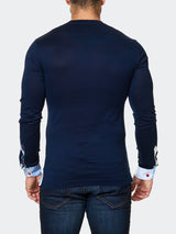 V Neck L Solid Navy View-2