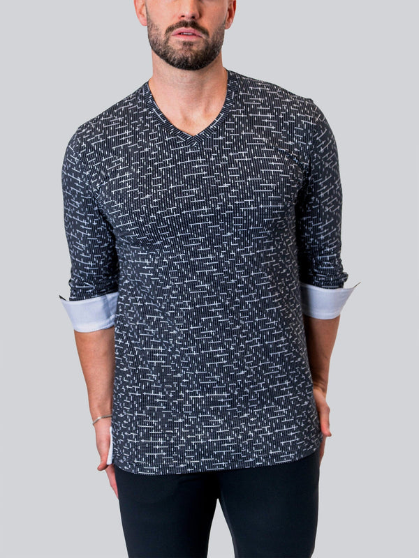 V Neck Tetris Black White