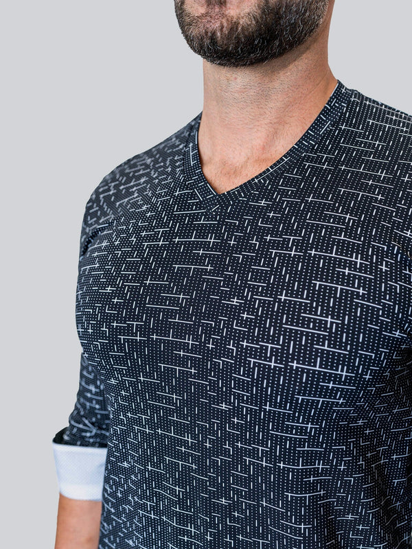 V Neck Tetris Black White