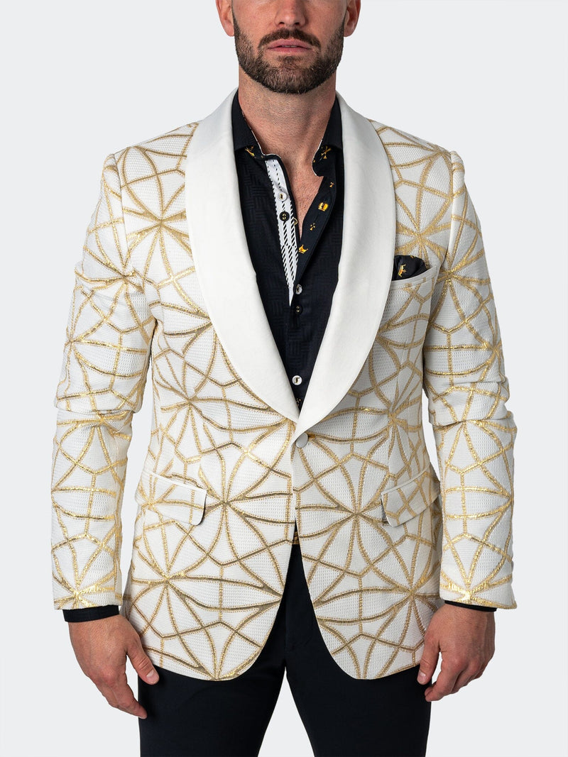 Blazer Shawl CeremonialGold White