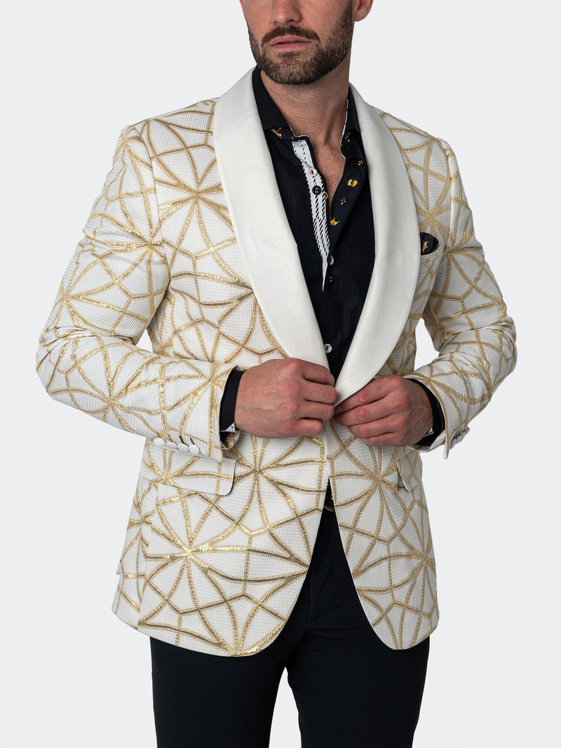 Blazer Shawl CeremonialGold White