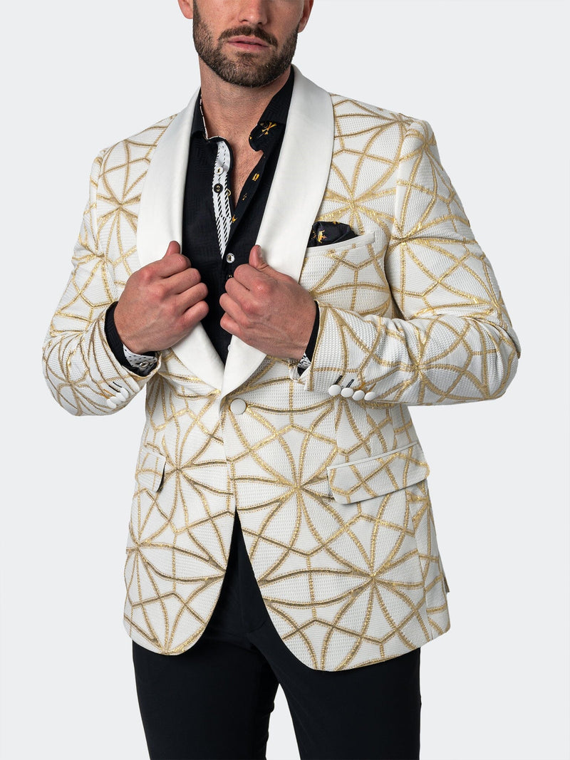 Blazer Shawl CeremonialGold White