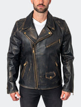 Leather BikerDestroyed Brown View-1