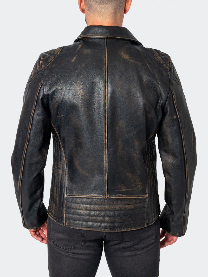 Leather BikerDestroyed Brown