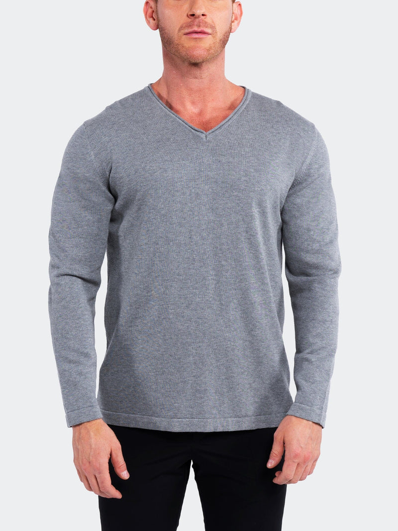 Sweater V-NeckPiping Grey