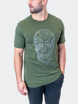 Tee ScribbleSkull ArmyGreen View-5