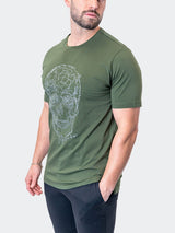 Tee ScribbleSkull ArmyGreen View-7