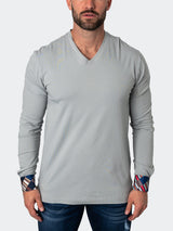 V-Neck EdisonSolidMirage Grey View-3