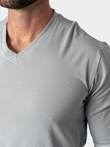 V-Neck EdisonSolidMirage Grey View-2