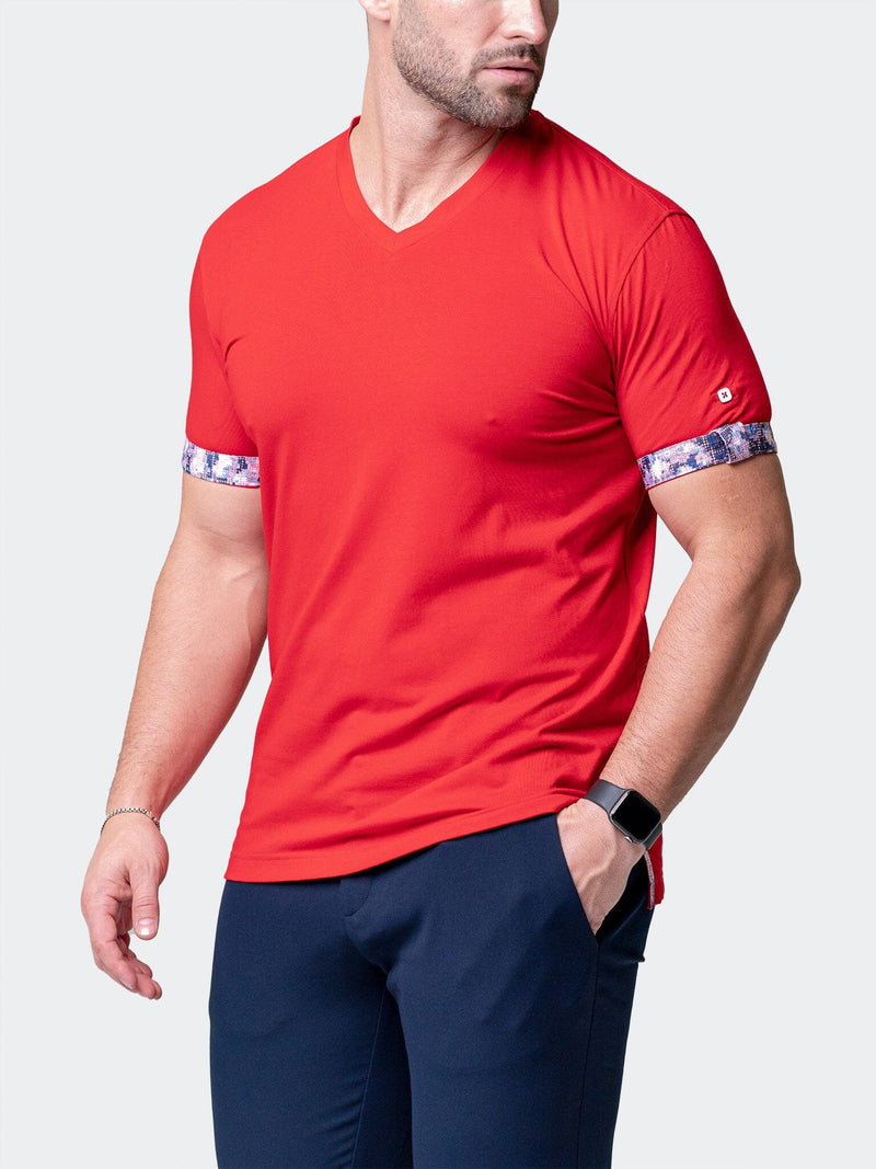 V-Neck VivaldiSolidRipple Red