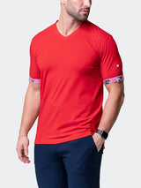 V-Neck VivaldiSolidRipple Red View-3