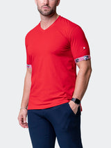 V-Neck VivaldiSolidRipple Red View-4