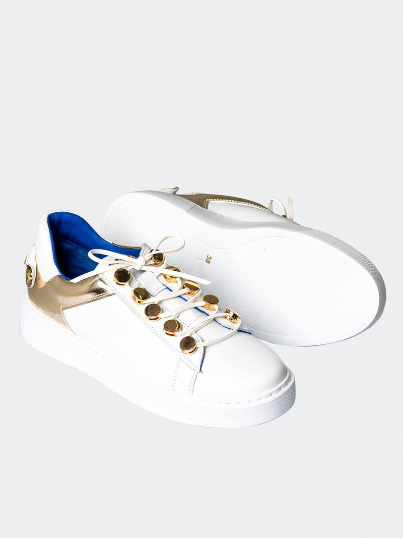 Women's ShoeSneaker GoldHeelWhite