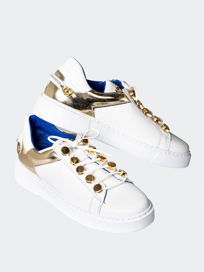 Women's ShoeSneaker GoldHeelWhite